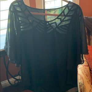 XL black sheer top. Brand N.Y. collection.